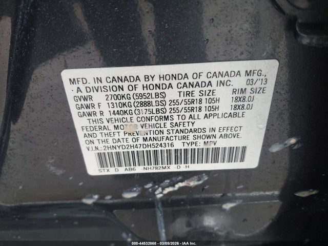 Aukcja sprzedaży 2013 Acura Mdx Technology Package, vin: 2HNYD2H47DH524316, numer aukcji: 44532868