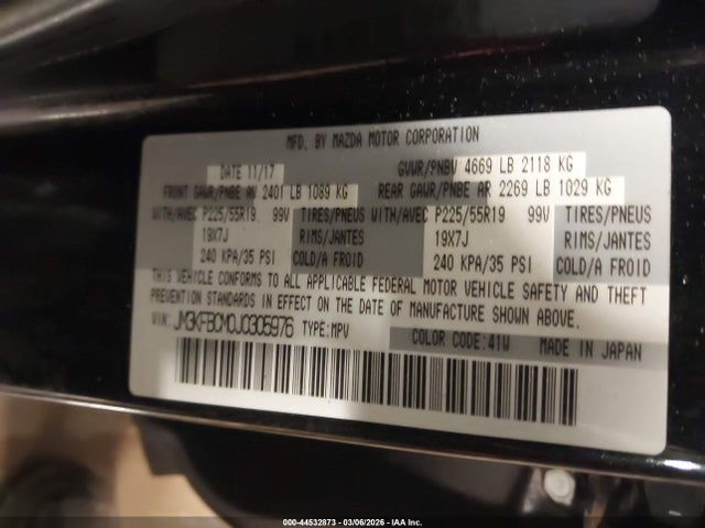 44532873 :رقم المزاد ، JM3KFBCM0J0305976 vin ، 2018 Mazda Cx-5 Touring مزاد بيع