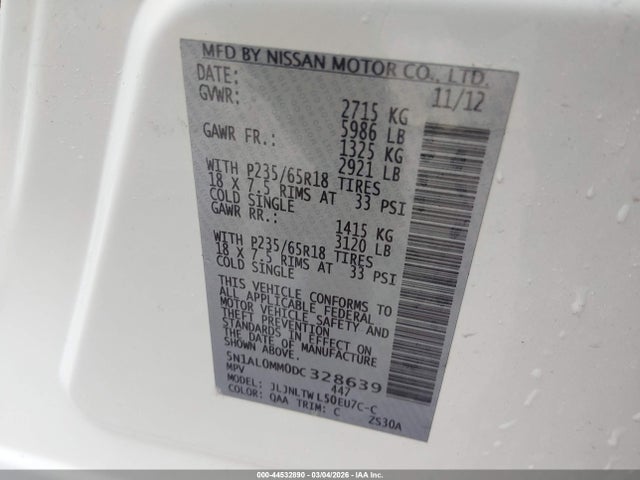Aukcja sprzedaży 2013 Infiniti Jx35, vin: 5N1AL0MM0DC328639, numer aukcji: 44532890