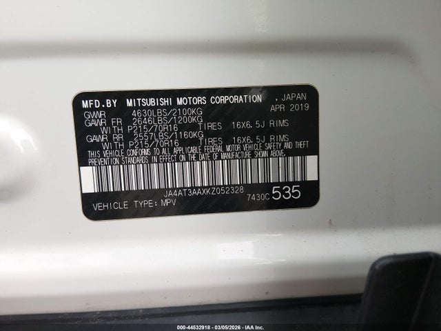 2019 MITSUBISHI ECLIPSE CROSS JA4AT3AAXKZ052328 Photo 8