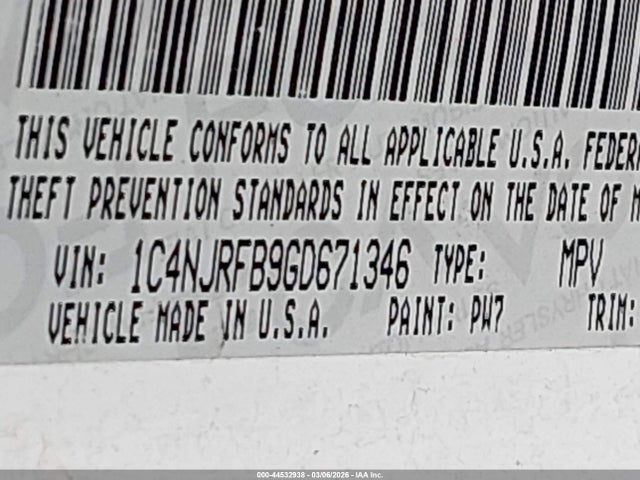 1C4NJRFB9GD671346 Jeep Patriot High Altitude Edition