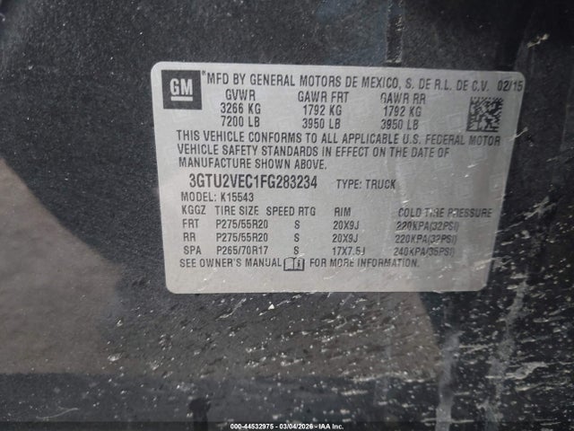 3GTU2VEC1FG283234 GMC Sierra 1500 Slt
