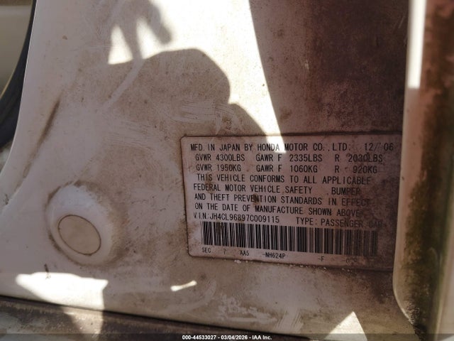 44533027 :رقم المزاد ، JH4CL96897C009115 vin ، 2007 Acura Tsx مزاد بيع