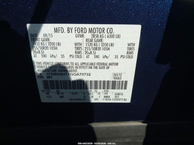 1FM5K8HT1GGA70732 Ford Explorer Platinum