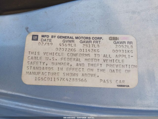 1989 CADILLAC DEVILLE 1G6CD1157K4288566 Photo 8