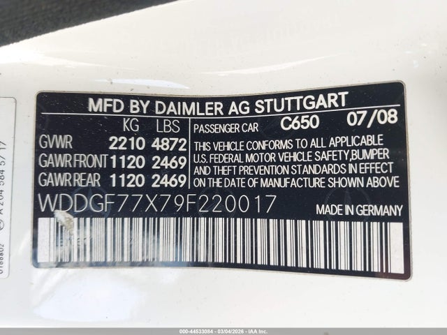 2009 MERCEDES-BENZ C 63 AMG WDDGF77X79F220017 Photo 8