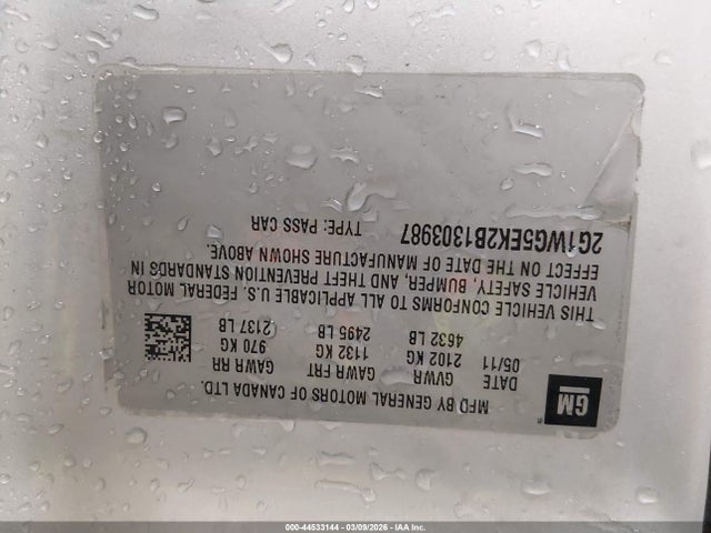 Продажа на аукционе авто 2011 Chevrolet Impala Lt, vin: 2G1WG5EK2B1303987, номер лота: 44533144