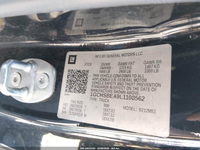 1GCHSBEA9L1108562 Chevrolet Colorado 2wd Long Box Wt