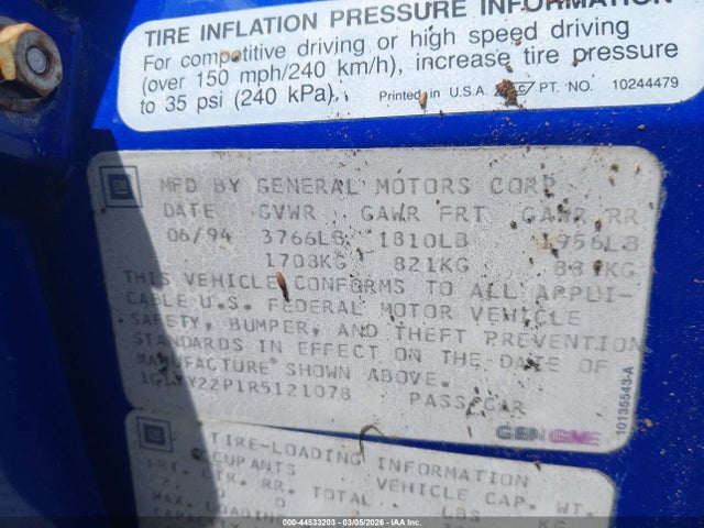 1994 CHEVROLET CORVETTE 1G1YY22P1R5121078 Photo 8