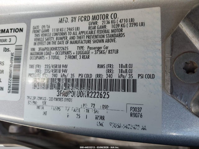 Ford Fusion Hybrid Se 2017 3FA6P0LU0HR222625 Image 9