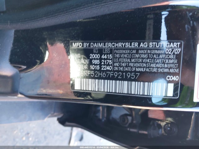 2007 Mercedes-benz C 230 Sport მანქანა იყიდება აუქციონზე, vin: WDBRF52H67F921957, აუქციონის ნომერი: 44533214