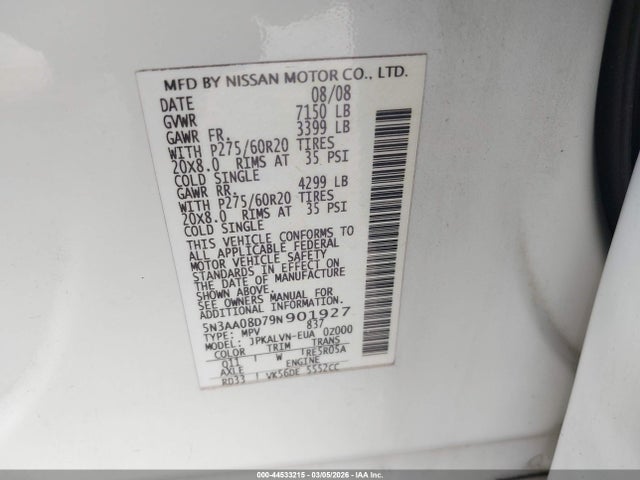 2009 INFINITI QX56 5N3AA08D79N901927 Photo 8