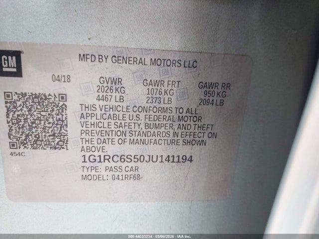 2018 CHEVROLET VOLT 1G1RC6S50JU141194 Photo 8