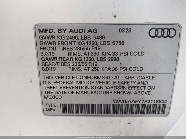 2023 AUDI Q5 WA1EAAFY7P2118822 Photo 8