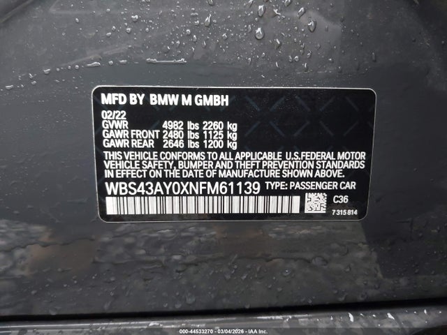 2022 BMW M3 WBS43AY0XNFM61139 Photo 8