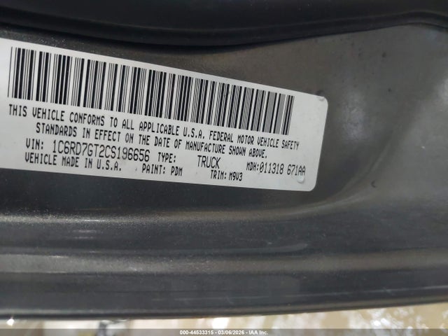 Продажа на аукционе авто 2012 Ram 1500 Slt, vin: 1C6RD7GT2CS196656, номер лота: 44533315
