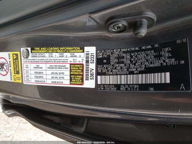 Aukcja sprzedaży 2011 Toyota Sienna Xle, vin: 5TDDK3DC1BS005810, numer aukcji: 44533322