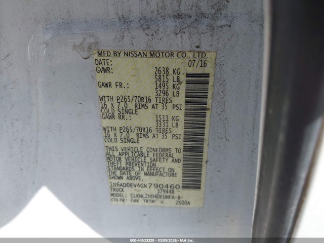 Nissan Frontier Sv 2016 1N6AD0EV4GN790460 Image 9