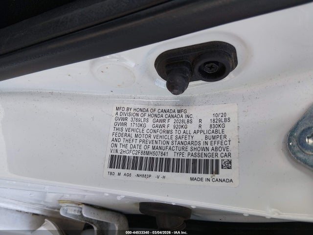 2021 HONDA CIVIC 2HGFC2F88MH507841 Photo 8