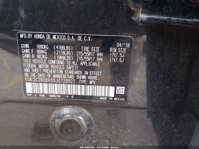 3CZRU6H35JG720527 Honda HR-V LX