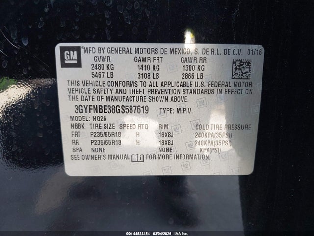 2016 CADILLAC SRX 3GYFNBE38GS587619 Photo 8