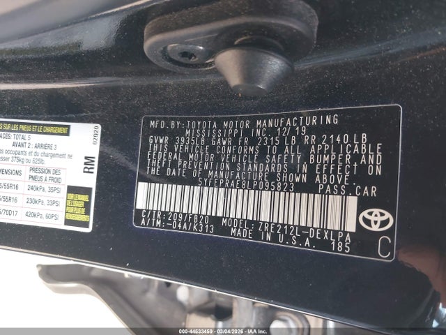 Toyota COROLLA LE 2020 5YFEPRAE8LP095823 Image 9