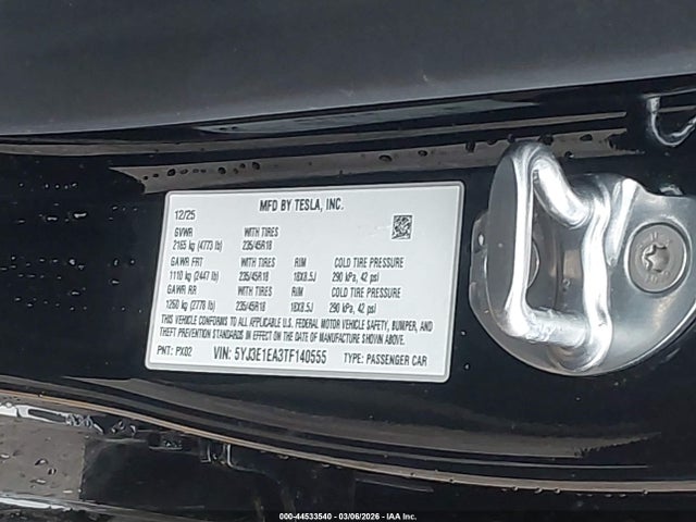 Продажа на аукционе авто 2026 Tesla Model 3, vin: 5YJ3E1EA3TF140555, номер лота: 44533540