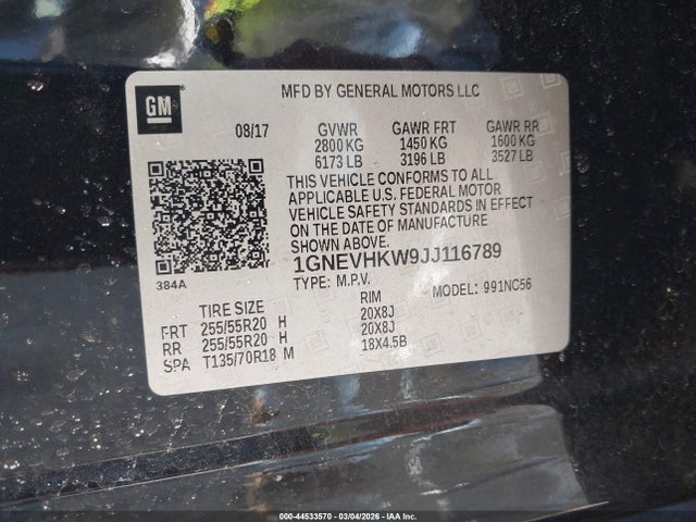 1GNEVHKW9JJ116789 Chevrolet Traverse 3lt