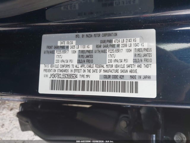 Aukcja sprzedaży 2025 Mazda Cx-5 2.5 S Preferred, vin: JM3KFBCL5S0566934, numer aukcji: 44533596