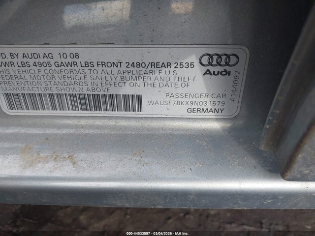 44533597 :رقم المزاد ، WAUSF78KX9N031579 vin ، 2009 Audi A4 2.0t Premium مزاد بيع