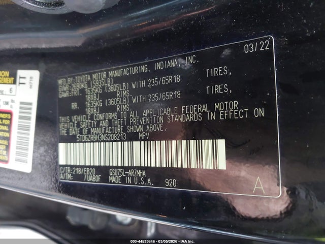 2022 TOYOTA HIGHLANDER 5TDGZRBH3NS208213 Photo 8