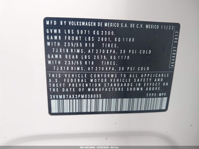 2023 VOLKSWAGEN TIGUAN 3VVMB7AX3PM038055 Photo 8