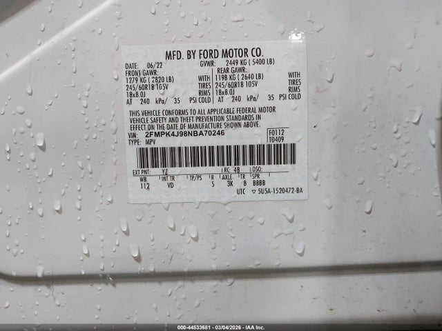 Ford EDGE SEL 2022 2FMPK4J98NBA70246 Image 9