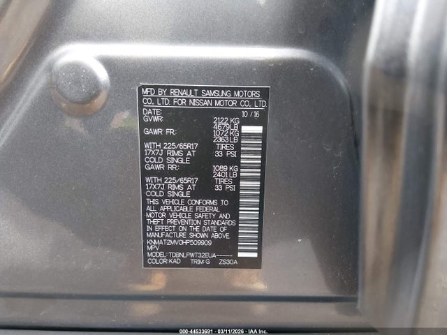Nissan ROGUE S 2017 KNMAT2MV0HP509909 Image 9