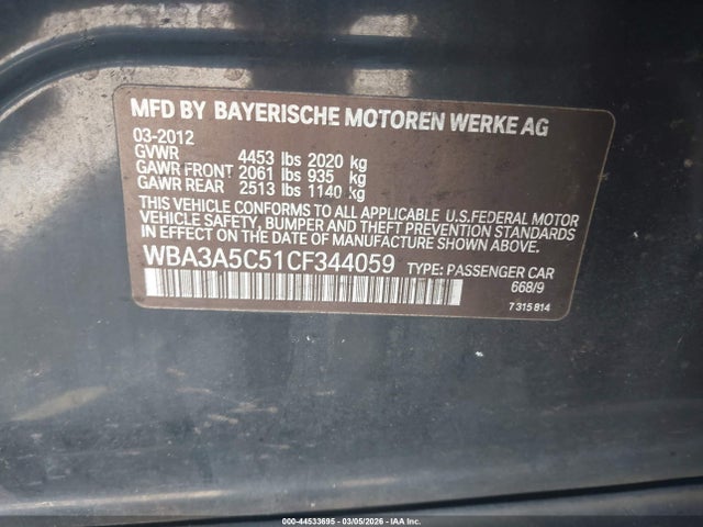 2012 BMW 328I WBA3A5C51CF344059 Photo 8