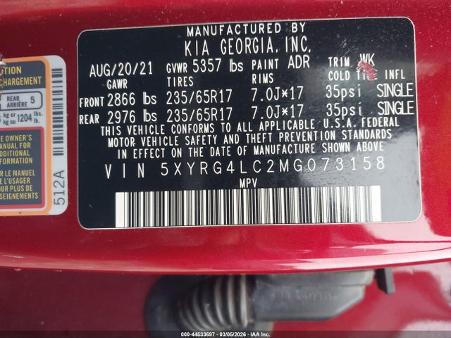 2021 KIA SORENTO 5XYRG4LC2MG073158 Photo 8