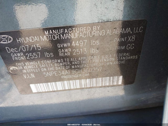 Hyundai Sonata Sport 2016 5NPE34AF9GH360257 Image 9
