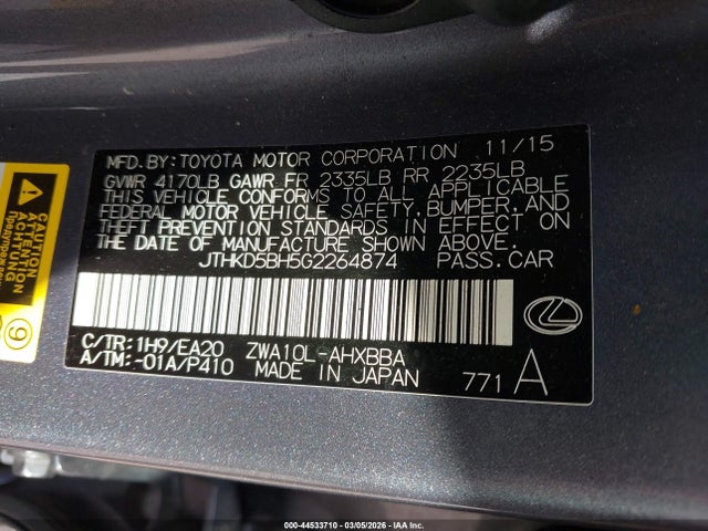 2016 LEXUS CT 200H JTHKD5BH5G2264874 Photo 8
