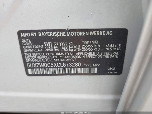 2012 BMW X5 5UXZW0C5XCL673280 Photo 8