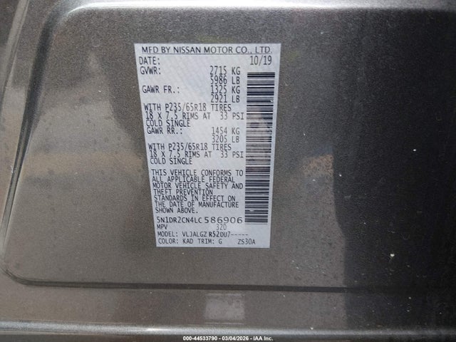 Nissan Pathfinder Sl 2wd 2020 5N1DR2CN4LC586906 Image 9