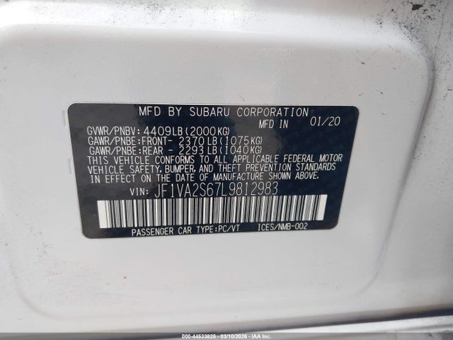 2020 SUBARU WRX STI JF1VA2S67L9812983 Photo 8