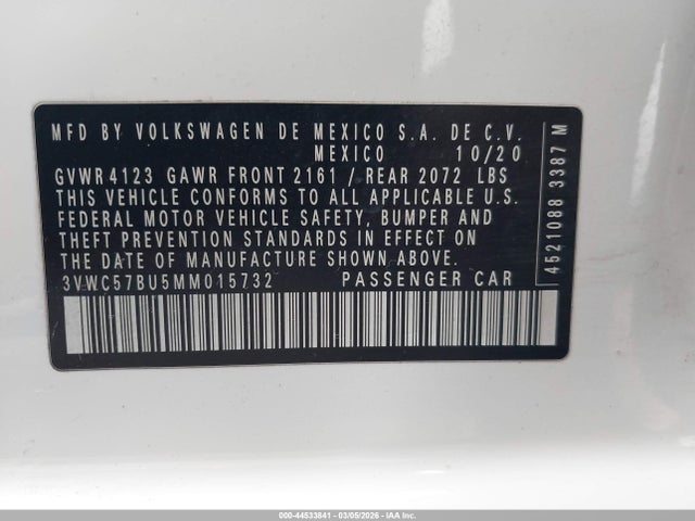 2021 VOLKSWAGEN JETTA 3VWC57BU5MM015732 Photo 8
