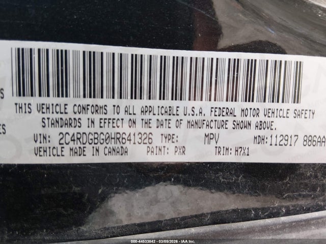 2C4RDGBG0HR641326 Dodge Grand Caravan Se