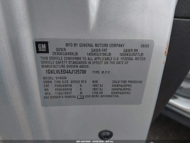 2010 GMC ACADIA 1GKLVLED4AJ125708 Photo 8
