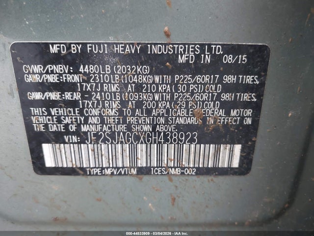 2016 SUBARU FORESTER JF2SJAGCXGH438923 Photo 8