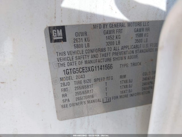 Aukcja sprzedaży 2016 Gmc Canyon Sle, vin: 1GTG5CE3XG1141666, numer aukcji: 44533942