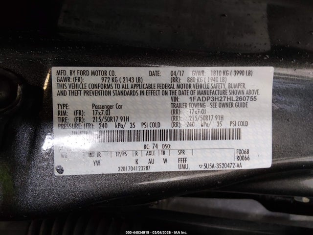 Ford FOCUS SEL 2017 1FADP3H27HL260755 Image 9