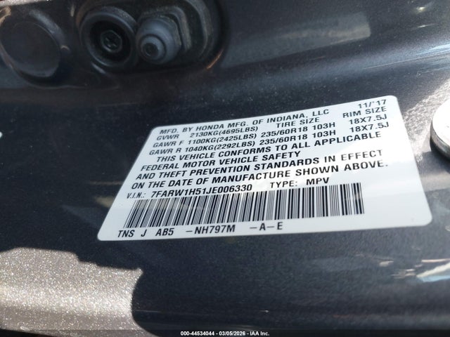 7FARW1H51JE006330 Honda CR-V EX