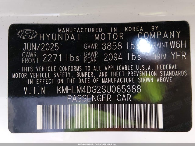 Продажа на аукционе авто 2025 Hyundai Elantra Sel Sport, vin: KMHLM4DG2SU065388, номер лота: 44534056