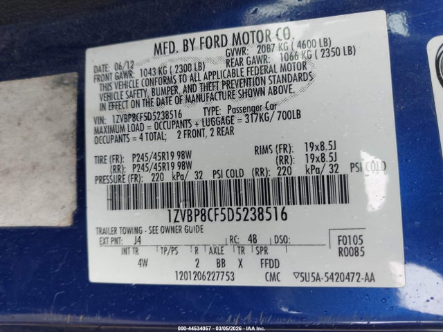 2013 FORD MUSTANG 1ZVBP8CF5D5238516 Photo 8